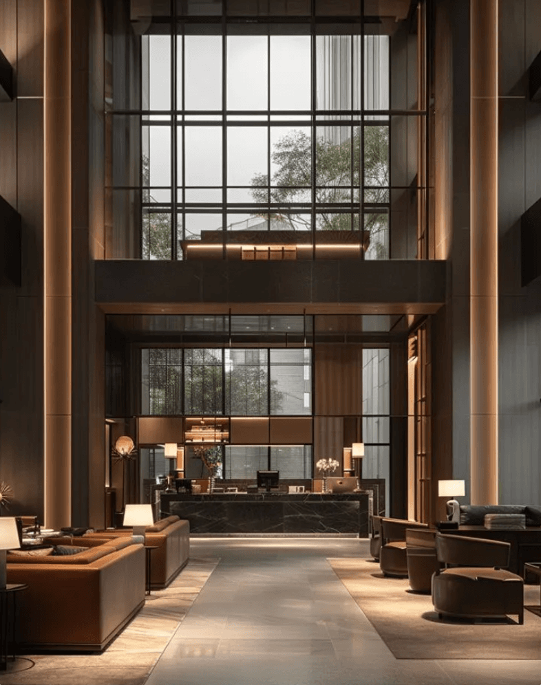 Hotel operations manager reviewing staffing schedule at front desk